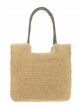 Borsa shopper in rafia con manici a contrasto