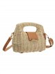 Bolso de mano de rafia con mini solapa efecto piel