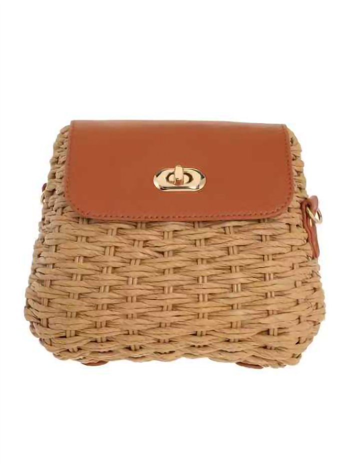 Bolso bandolera de rafia con solapa efecto piel