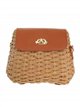 Bolso bandolera de rafia con solapa efecto piel