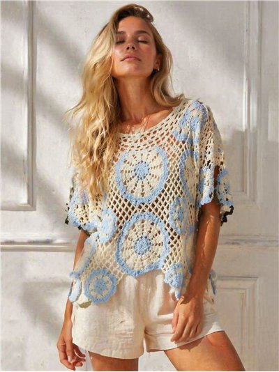 blouse en crochet ajouré