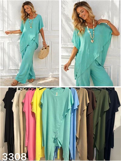 Conjunto blusa fluida asimétrica y pantalón 2