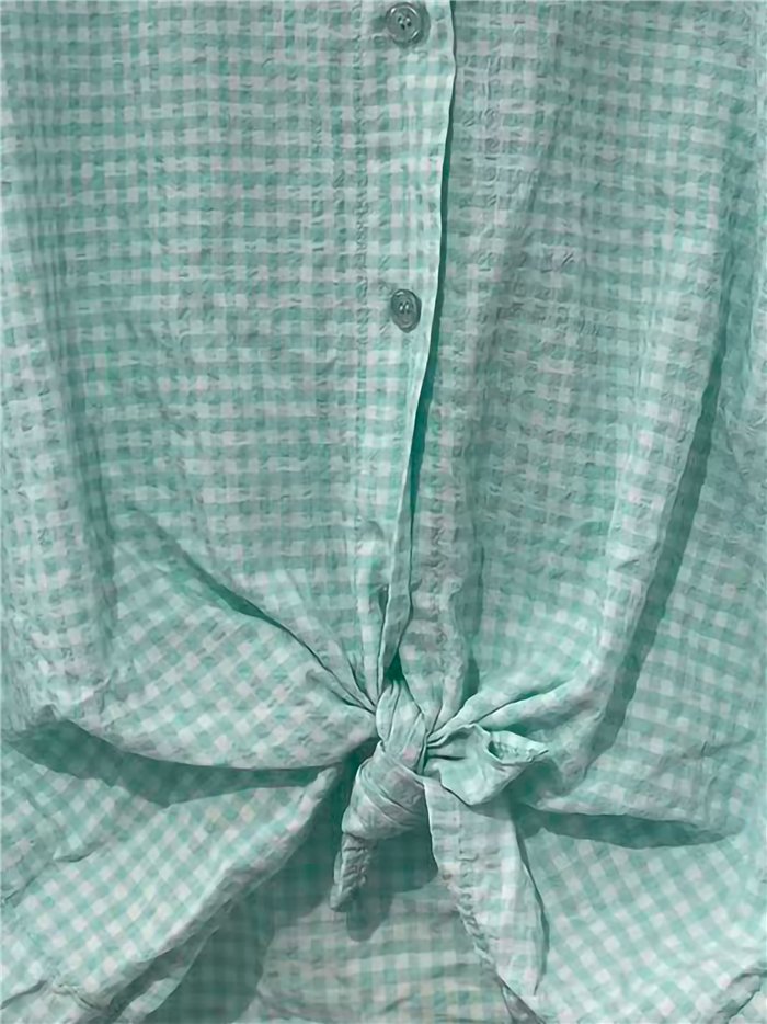 Gingham tie-front blouse