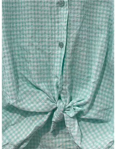 Gingham tie-front blouse