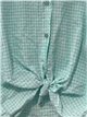 Gingham tie-front blouse