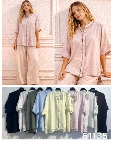 Camicetta taglie forti con finiture stampate