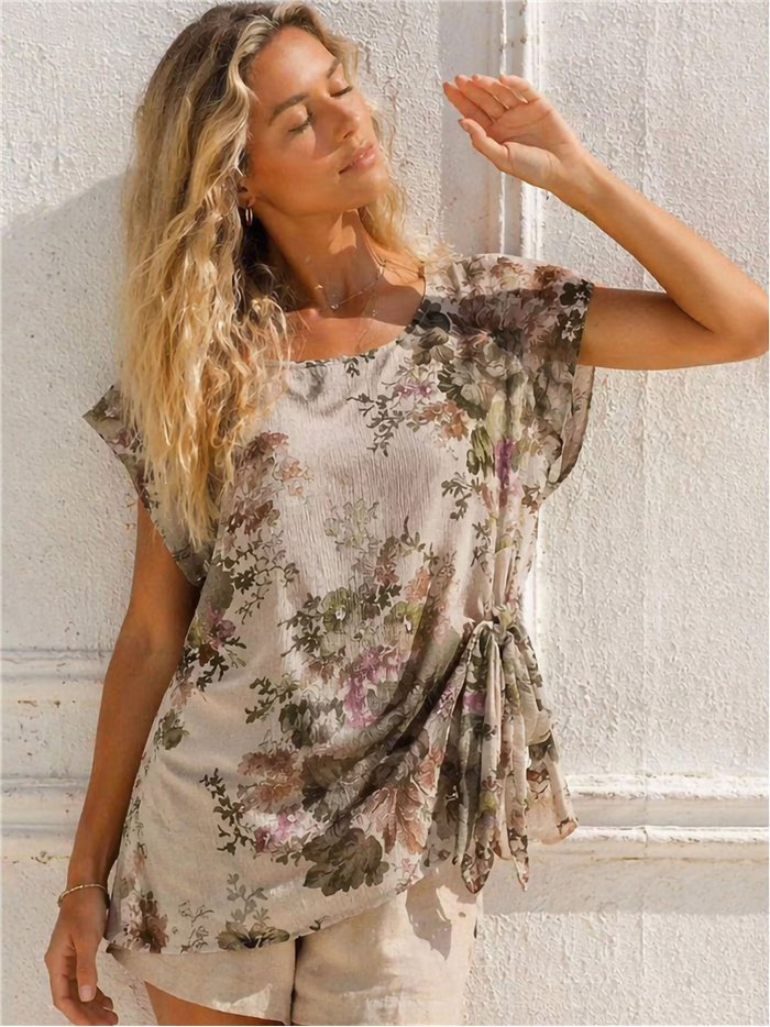 Floral blouse with side knot
