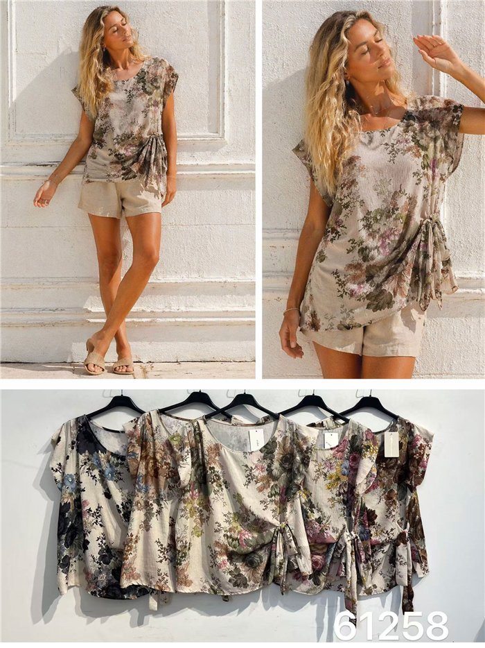 Floral blouse with side knot