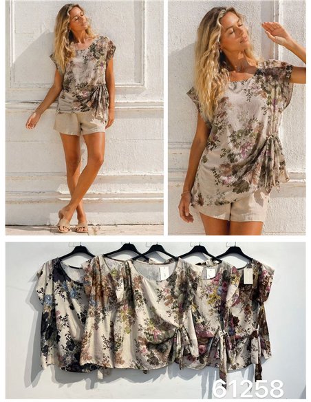 Floral blouse with side knot