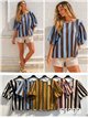 Puff-sleeve striped blouse
