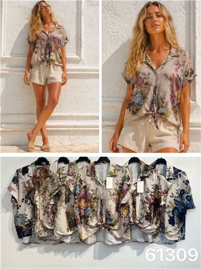 Tie-front floral shirt 2