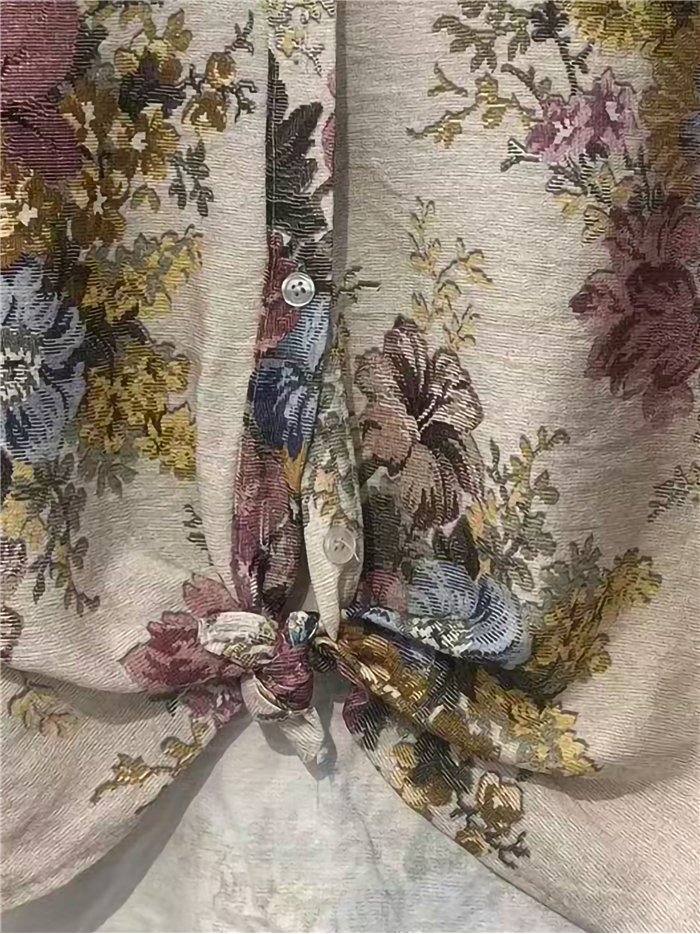 Tie-front floral shirt