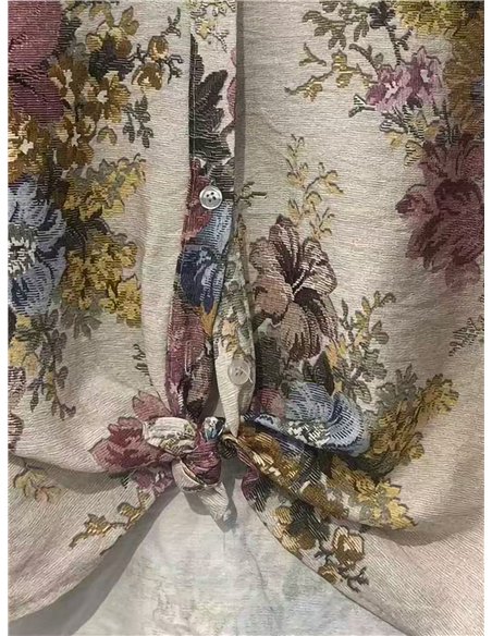 Tie-front floral shirt