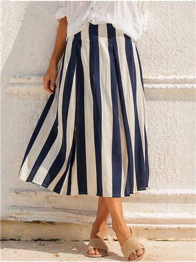 Striped midi skirt