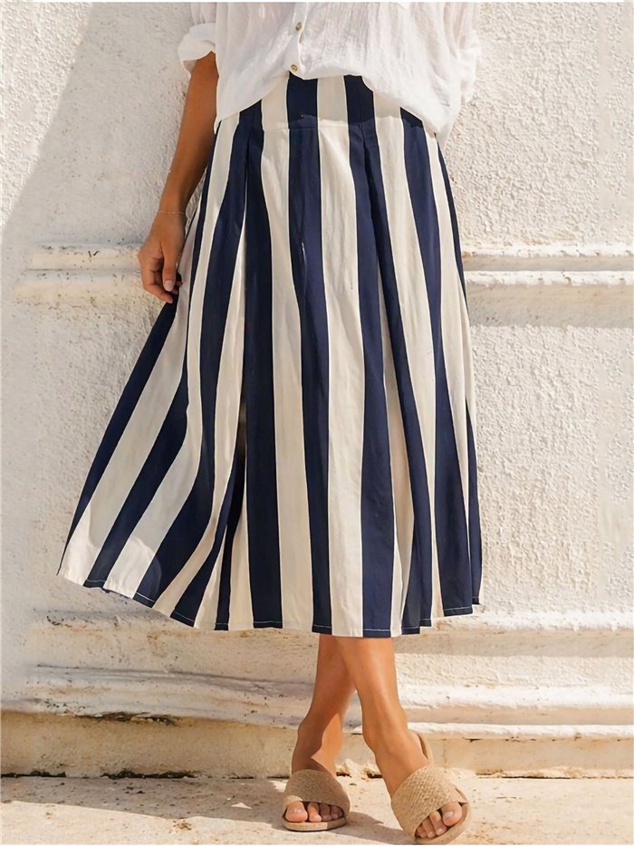 Striped midi skirt