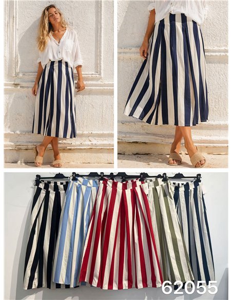 Striped midi skirt