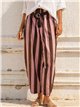 Belted striped barrel trousers