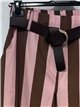 Belted striped barrel trousers