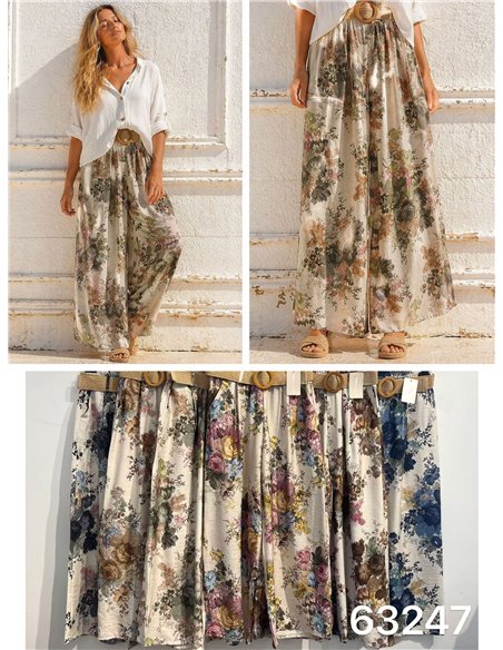 Belted floral palazzo trousers
