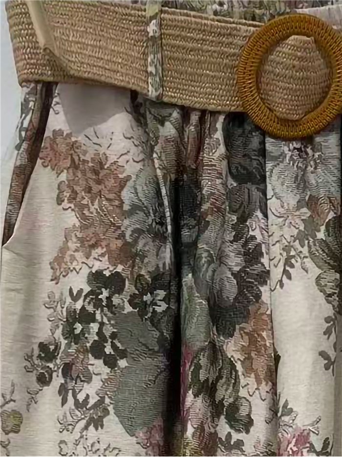 Belted floral palazzo trousers