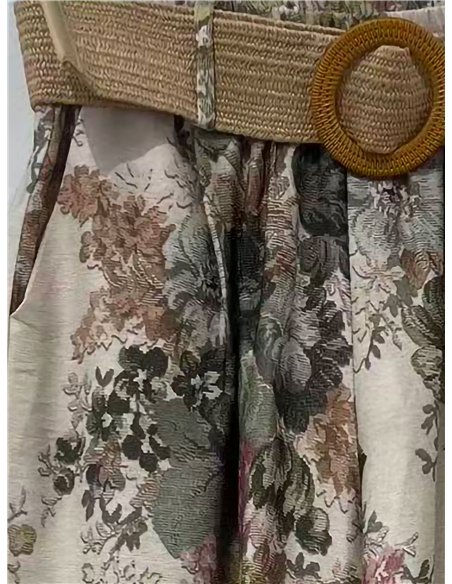 Belted floral palazzo trousers