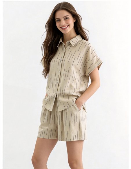 Conjunto camisa estampado lino y short