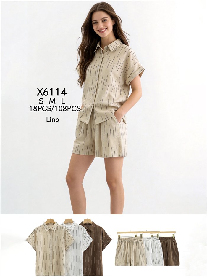 Conjunto camisa estampado lino y short