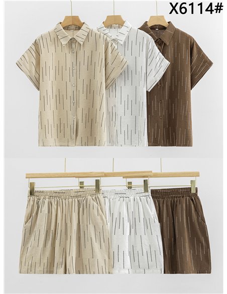 Conjunto camisa estampado lino y short
