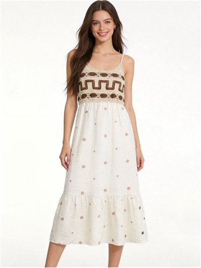 Vestido bordado crochet de tirantes