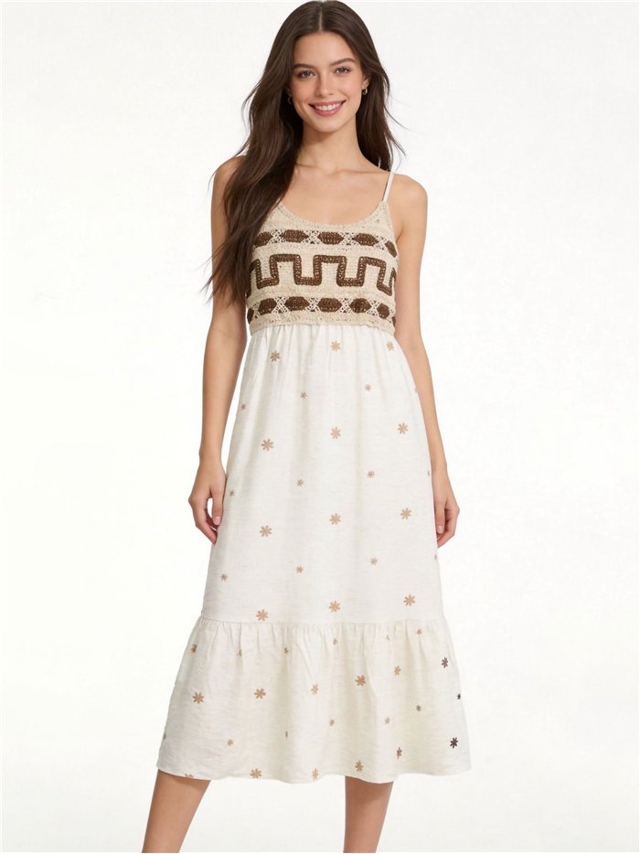 Vestido bordado crochet de tirantes