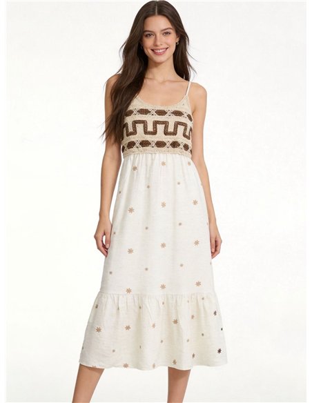 Vestido bordado crochet de tirantes