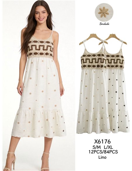 Vestido bordado crochet de tirantes