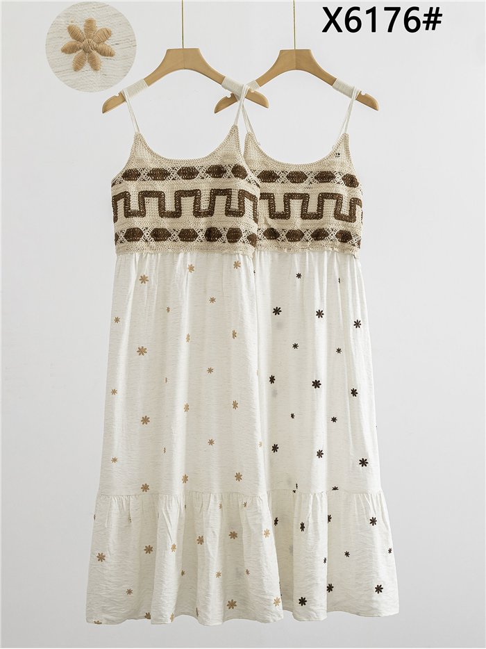 Vestido bordado crochet de tirantes