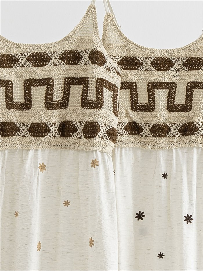 Vestido bordado crochet de tirantes