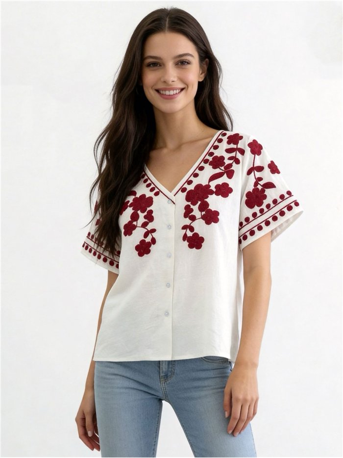 Blusa bordada floral