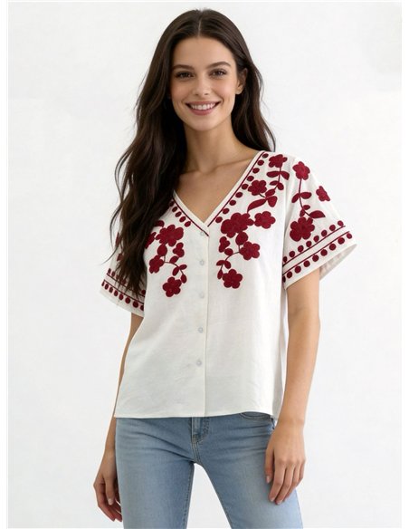 Blusa bordada floral