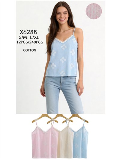 Top rayas estampado flores con encaje 2