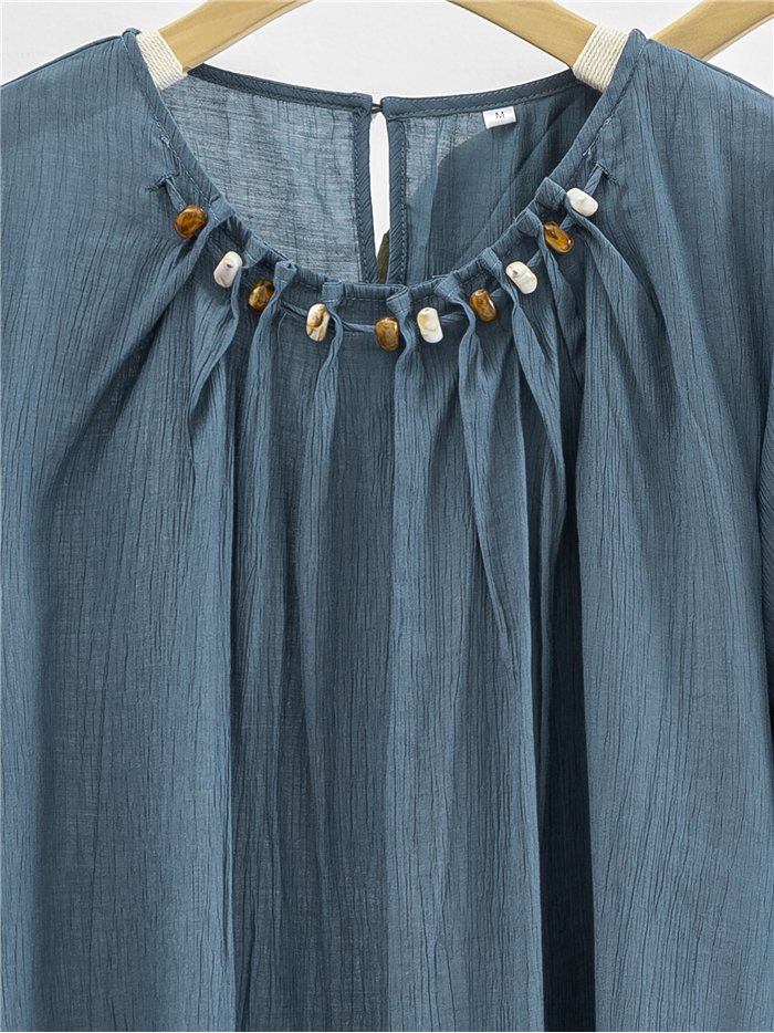 Blusa fluida con detalle abalorios