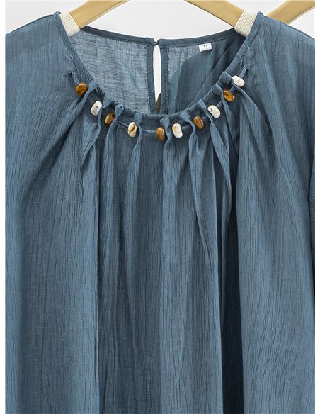 Blusa fluida con detalle abalorios