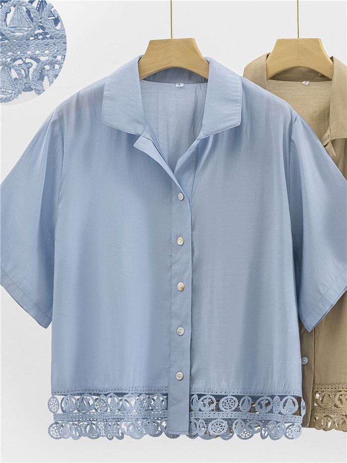 Conjunto camisa puntilla calada y falda