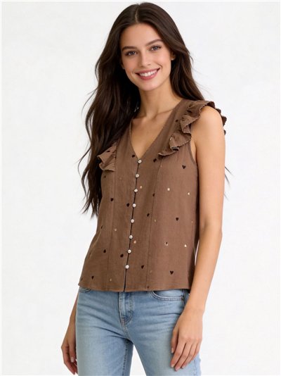 Blusa corazoncitos bordados con volante