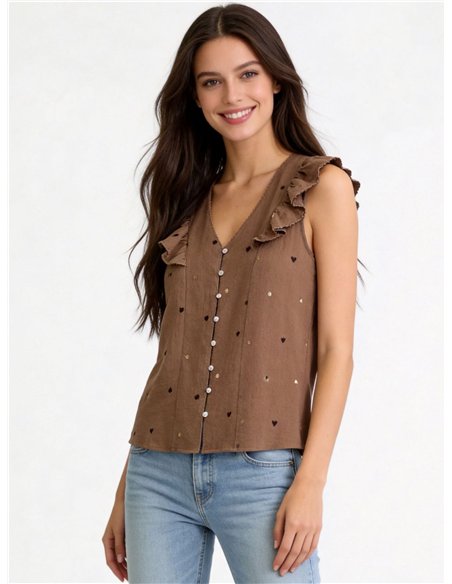 Blusa corazoncitos bordados con volante