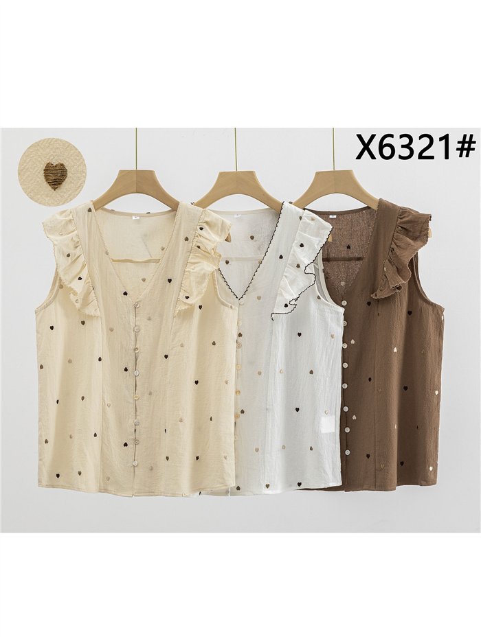 Blusa corazoncitos bordados con volante