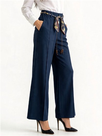 Pantalon à jambes larges avec écharpe