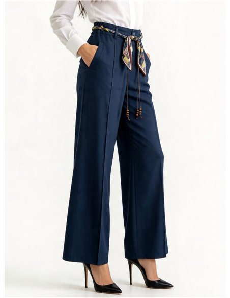 Pantalon à jambes larges avec écharpe
