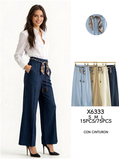 Pantalon à jambes larges avec écharpe 2