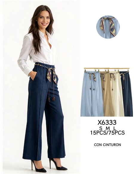 Pantalon à jambes larges avec écharpe