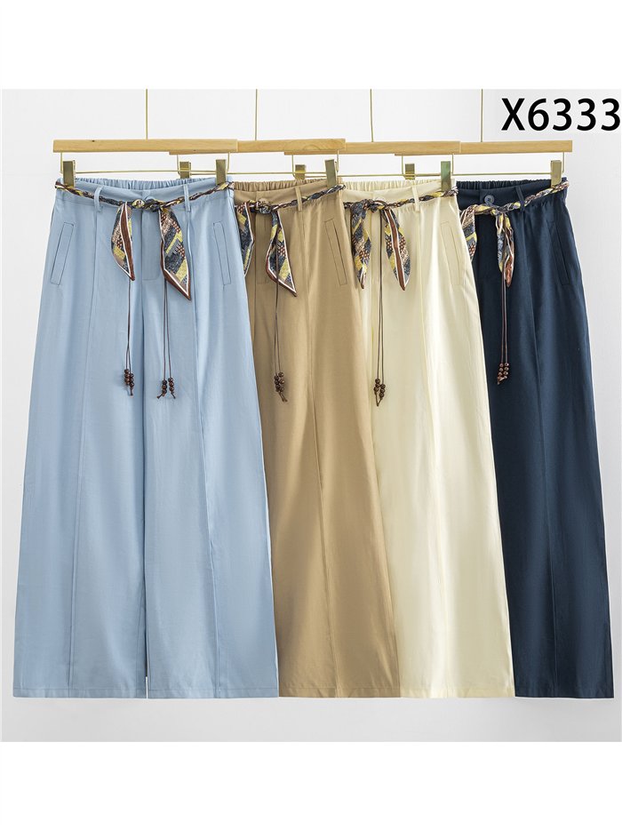 Pantalon à jambes larges avec écharpe