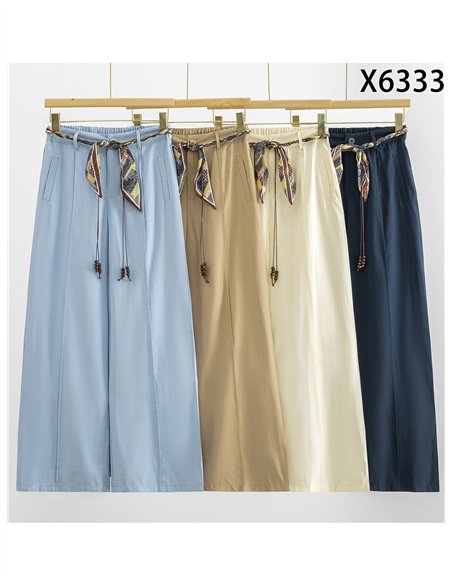 Pantalon à jambes larges avec écharpe