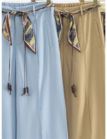 Pantalon à jambes larges avec écharpe